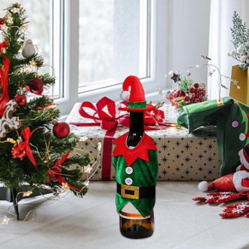 Funda Para Botella De Vino Navideña Con Delantal De Hombre
