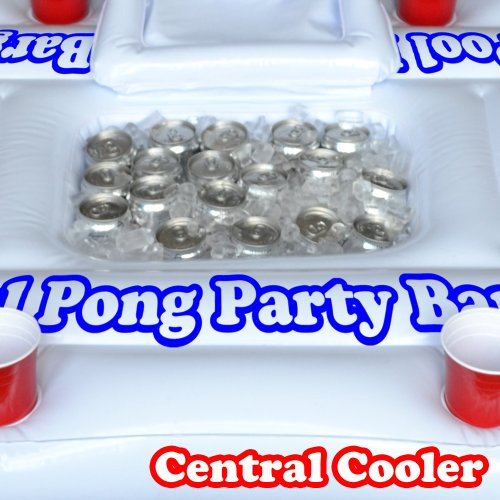 Pool Party Barge Floating Beer Pong Table With Cooler A...