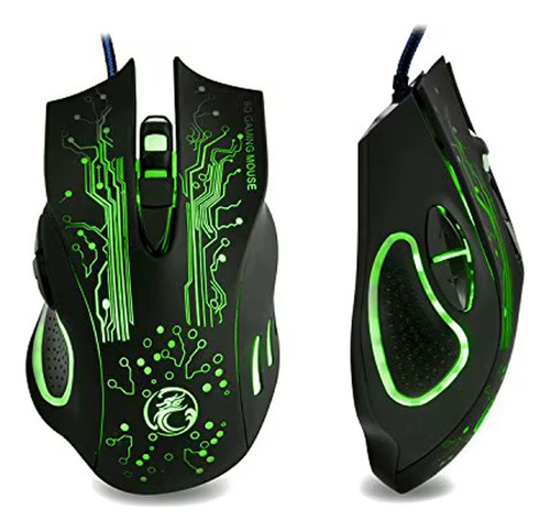 Mouse Gamer 2400dpi X9 Gaming 6 Botões Pc Jogos Led Cores Cor Preto/verde