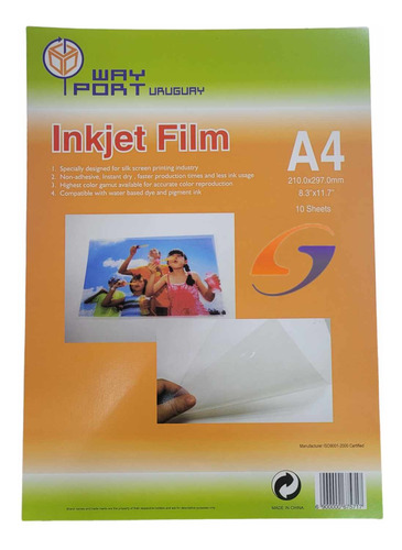 Film Transparencia Inkjet A4 150gr. X10h. Serviciopapelero