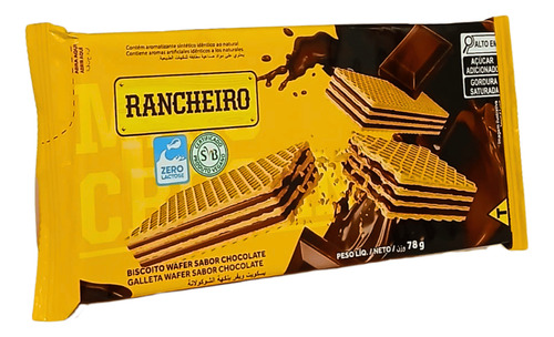 Biscoito Wafer Chocolate 78g Rancheiro - Kit 5 Un