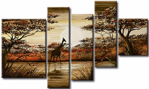 Cuadros Modernos Africanos Pintados En Tela Paisajes