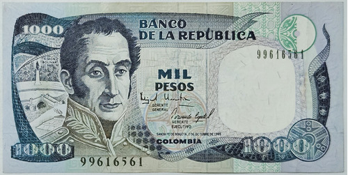 Billete 1000 Pesos 02/oct/1995 Colombia Au