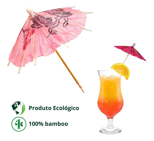 Palito Decorado Guarda-chuva Para Drinks Bebidas Com 288unid