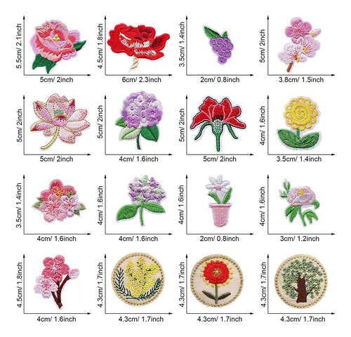 13 Pegatinas Con Parches De Hierro, Apliques Florales, Bolsa