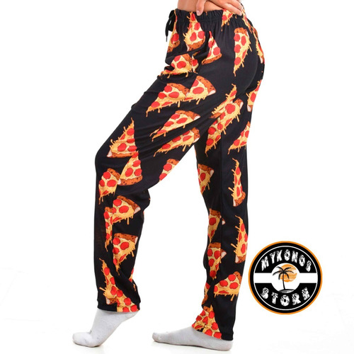 Imagen 3 de 4 de Pijama Largo Pizza Remera Negra - Store Mykonos