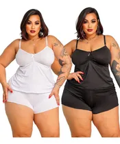 Comprar Kit Cu002F5 Baby Doll Short Pijama Liganete Liso Plus Size