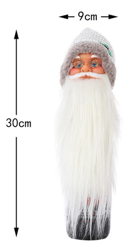 Funda Para Botella De Vino De Papá Noel, 30x9cm Barba Larga