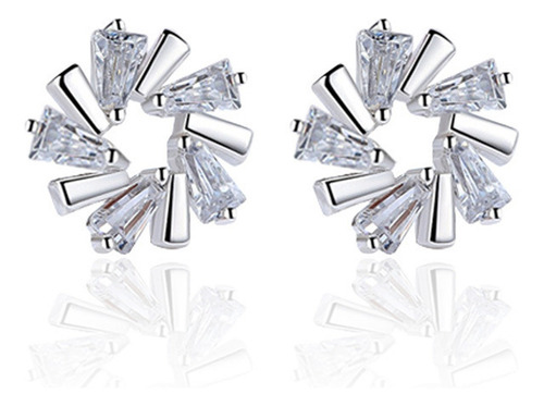S Xy 1par Moda Pendientes Mujer Flor Cristal Hielo Trapecio
