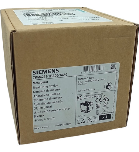 Medidor De Grandeza Siemens 7km4211-1ba00-3aa0 5a 500v
