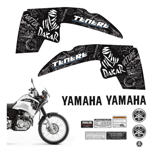 Adesivos Tenere 250 2013 Moto Yamaha Emblemas + Faixa Dakar