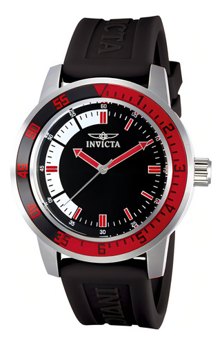 Reloj Invicta Specialty 12845 chapado en plata Cx, 45 mm, correa roja, color bisel negro y rojo, color de fondo blanco y negro