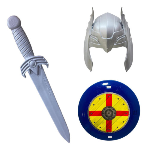 Kit Vikings Espada + Escudo + Máscara Infantil 44,5cm