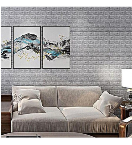 Panel Lámina 3d Adhesivo Para Pared Tapiz 77x70 Cm Gris