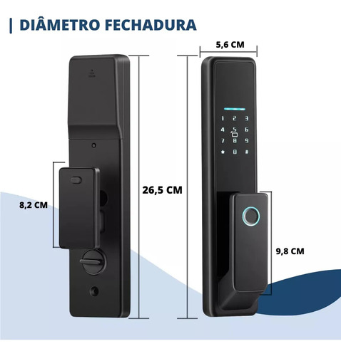 Fechadura Touch Smart Wifi Biométrica App Tuya Português Voz