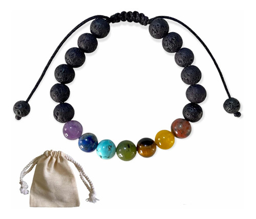 Pulsera 7 Chakras Piedras Originales Jade Amatista Jaspe 8mm