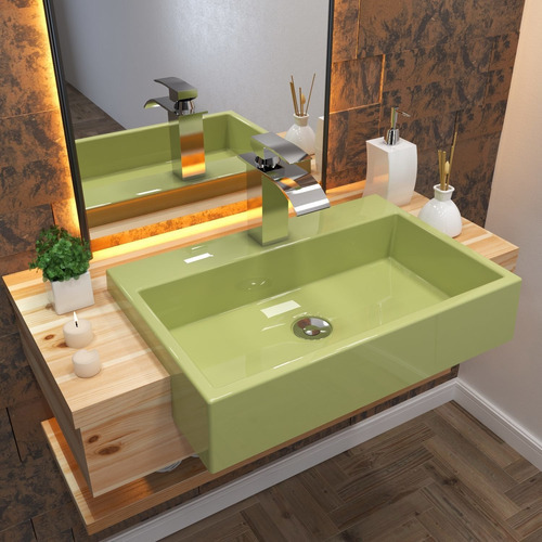 Cuba De Semi-encaixe P/banheiro Xrt550 Retangular (colorida) Cor Verde-acqua