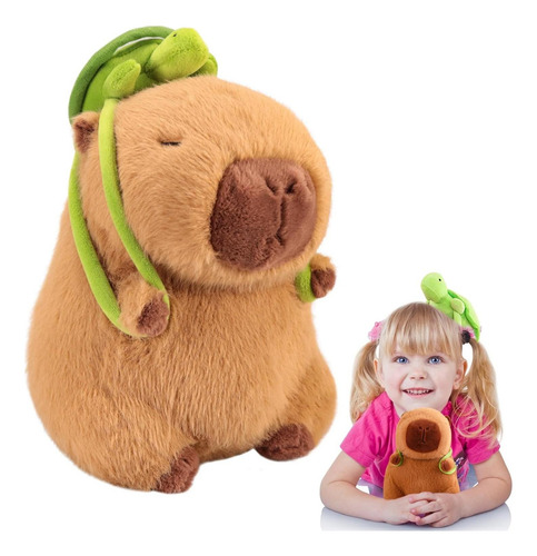 Emoin Peluche Capybara 23 Cm Con Mochila Tortuga Suave