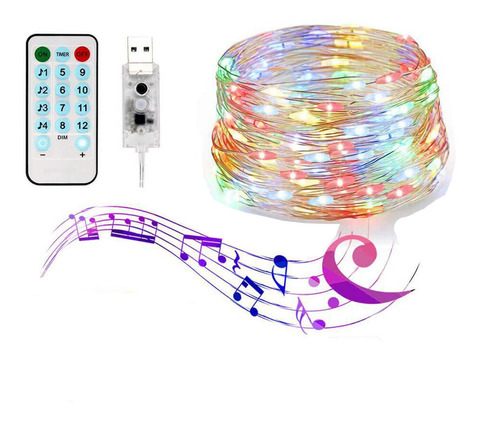 Serie Luces 200 Led Decoración 20 Mtrs Sync Con Música Color
