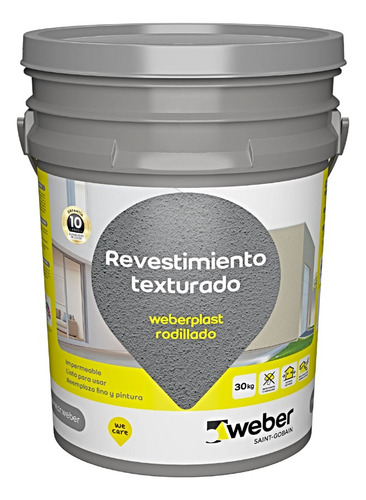 Revestimiento Texturado Weberplast Rodillado 30 Kg Curia Color Gris Perla