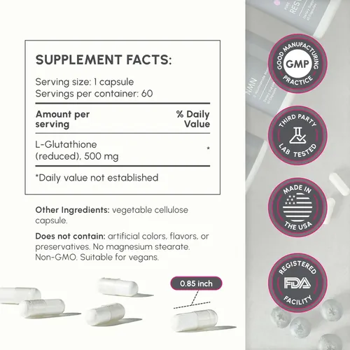 Partiqlar L-glutatión 500 Mg - Cápsulas Antioxidantes Sin Sabor
