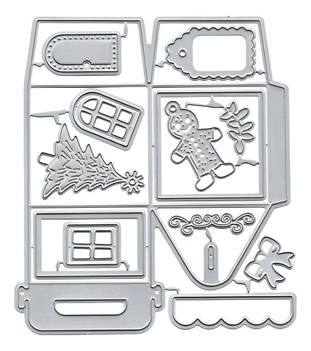 Plantilla De Troquelado Caja Casita Navideña