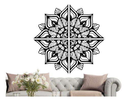 Mandala Decorativo Gigante Hecho En Madera Enchapada Negra