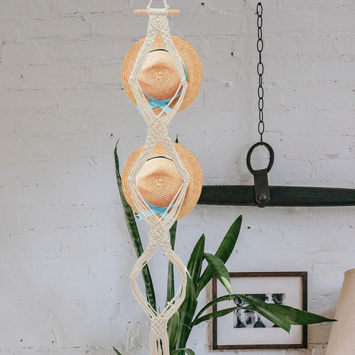 Perchero De Macramé Para Colgar Sombreros De Pared