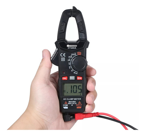 Pinza Amperométrica Digital Profesional Corriente Alterna Y Tensión Alterna/continua Con 2000 Cuentas, Valor Real Rms, Diodos, Buzzer, Resistencia. Vt-power dht200a.