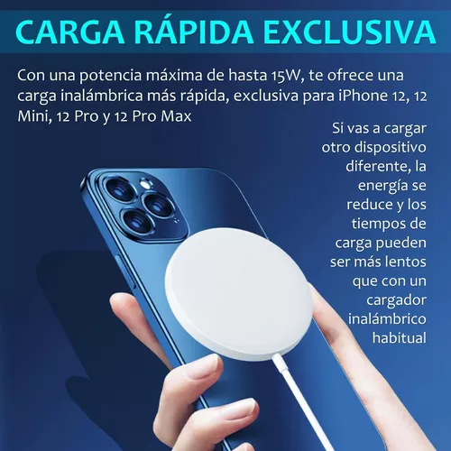 Cargador Inalámbrico Rápido Magsafe 15W Con Imán Magnético Para iphone 12  Mini 12 pro Max