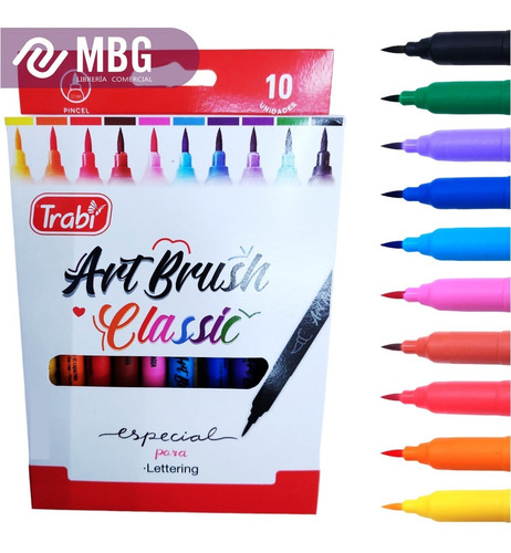 Imagen 2 de 7 de Marcador Trabi Art Brush Classic Lettering Por 10 Colores