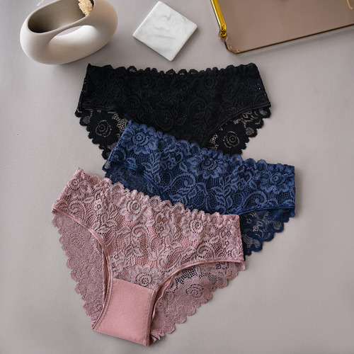 Pack 3 Bragas Encaje Seda Helada Transpirables Confort Mujer