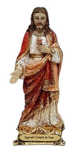 Estatua Sagrado Corazón De Jesús - Resina  - 15 Cm - Gold