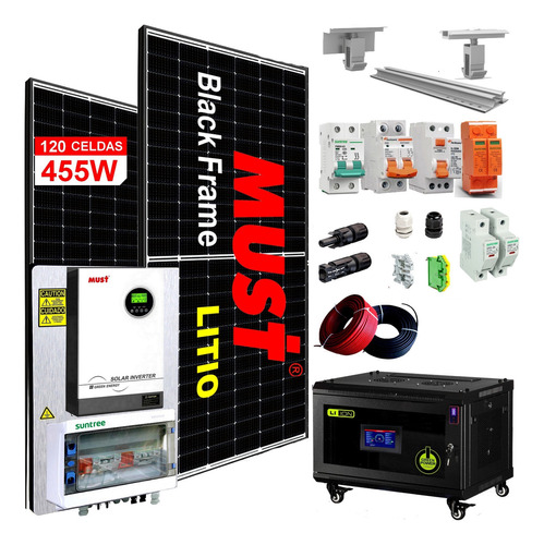 Kit Solar Must Litio 18000w/día Inverter 5.2kw/10.4kw Ml11l