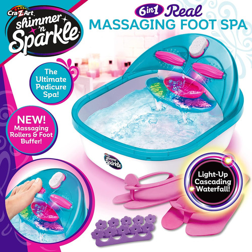 Shimmer N Sparkle 6-in-1 Real Massaging Foot Spa Para Niños