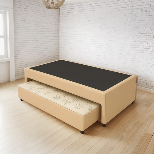 Bicama Solteiro Magazine Douro Com Auxiliar De Espuma 88x188 Cor Suede Bege Corino Ou Suede