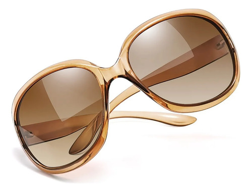 Lentes De Sol Mujer Polarizados Dama Grandes De Moda Uv400 Champán / Marrón