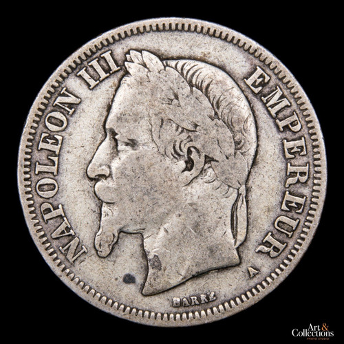 Francia, Napoleon Ill, 2 Francs, 1866 A. Plata. Vf-