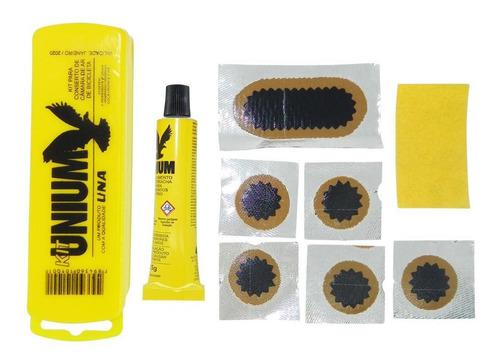 Imagem 1 de 3 de Kit Unium De Remendo Para Câmara Bike Bicicleta Amarelo