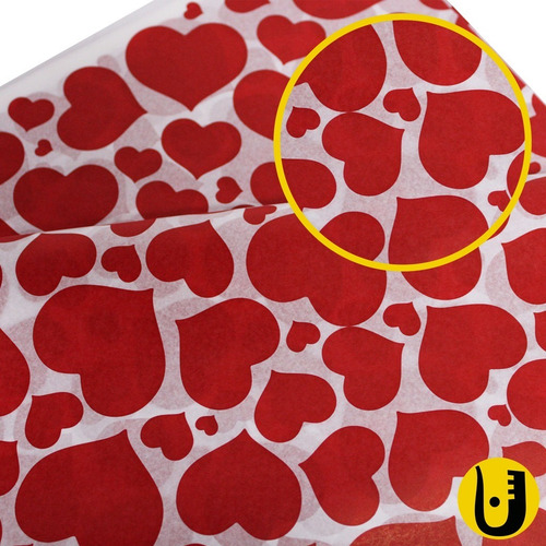 Papel De Seda Estampado Love Amor Branco Pacote 50 Folhas