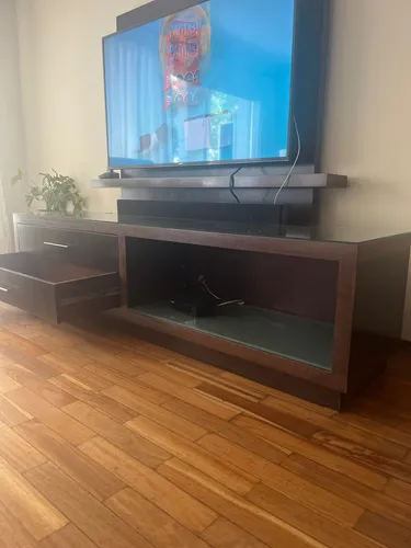 Rack Tv Para Living Caoba Oscuro