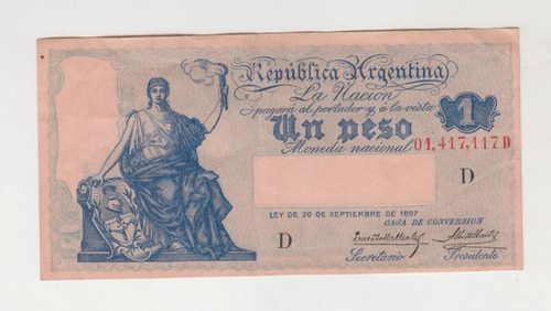 Billete Argentina 1$ 1926 Bottero 1556 Muy Bueno+