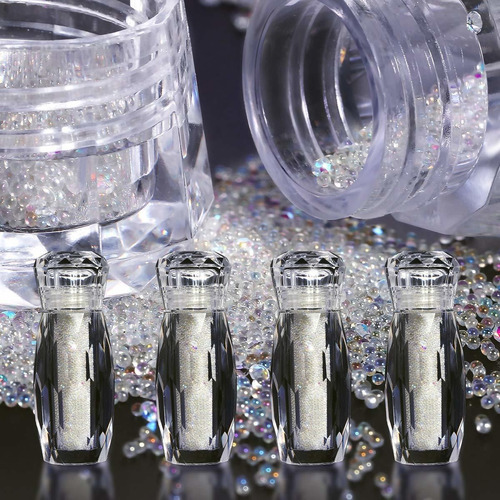 4 De Botella Cristales De Uñas Perlas Micro Duendecill...