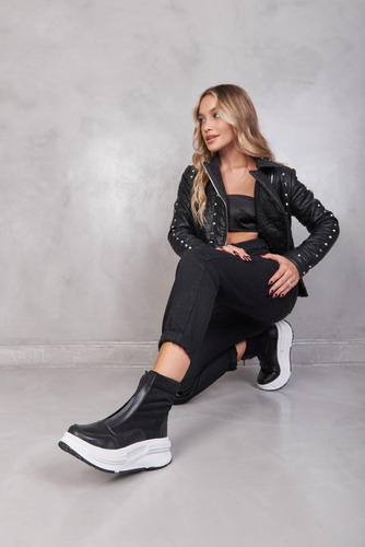 Zapatillas Mujer Cuero Plataforma Invierno Botitas Martina