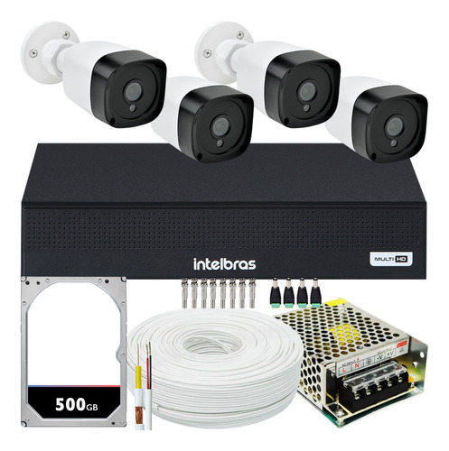 Kit Cftv 4 Cameras Segurança 2mp Full Hd 1080p Dvr Intelbras