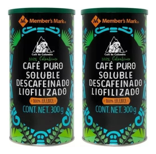 2 Latas Café Soluble Member's Mark Descafeinado 300gr