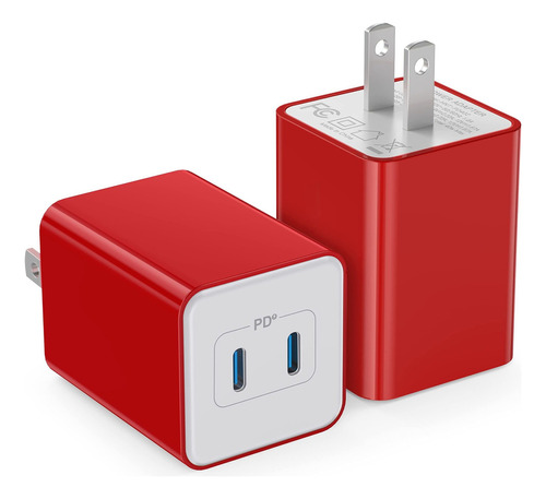 2 Bloques De Carga De Pared Usb C, 40 W, 2 Puertos, Adaptado