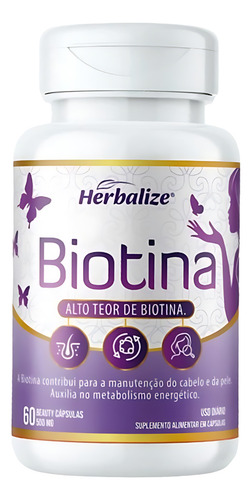 Herbalize Biotina B7 Cápsulas 60 Unidades Frasco Sabor Sem sabor
