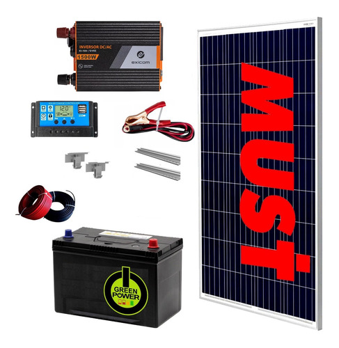 Kit Panel Solar Casa Campo Must Inversor 1500w Bateria Mm7