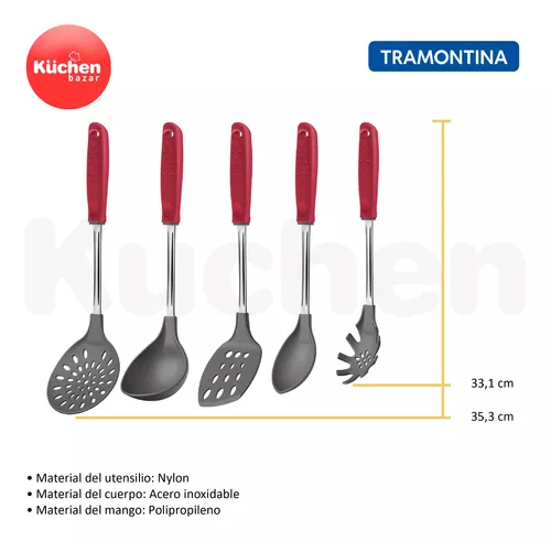 Set X5 Utensilios Cocina Acero Inoxidable Plástico Pp Full